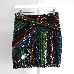 Nicole Miller Skirt Size 4 Rainbow Sequin Party‎ Mini Cocktail Festival Holiday